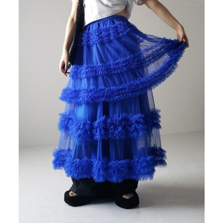 ブルー | 【SHOPLIST限定】重ね着するに！インナースカート付きの3層スカート、Aライ… | 17kg