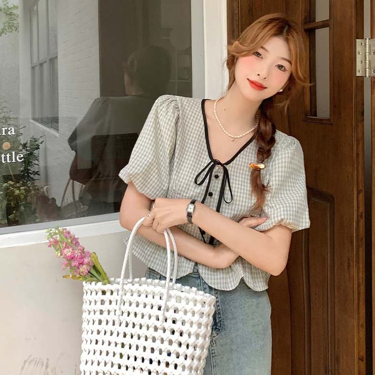 【SHOPLIST限定】チェック柄のVネックショートスリーブシャツ | 17kg | 詳細画像14 