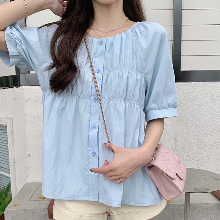 【SHOPLIST限定】夏の大きいサイズ半袖シャツ 丸首パフスリーブ | 17kg | 詳細画像38 