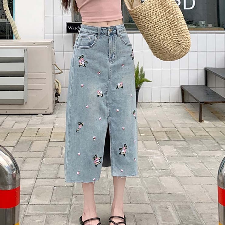 【SHOPLIST限定】独自の雰囲気を演出。刺繍デニムスカート。ラインストーン装… | 17kg | 詳細画像6 