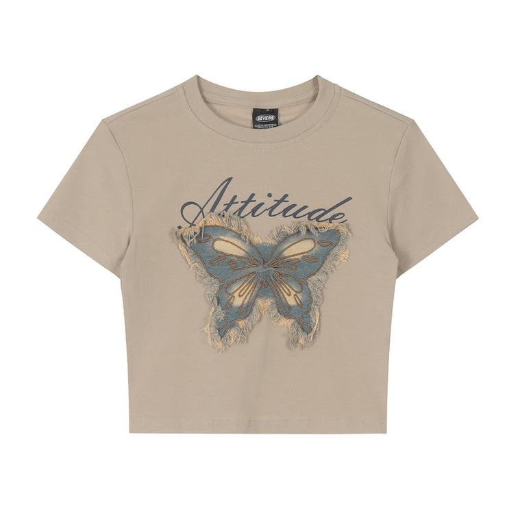 【SHOPLIST限定】アメカジ風のデニムパッチワーク刺繍蝶結び半袖Tシャツ | 17kg | 詳細画像7 