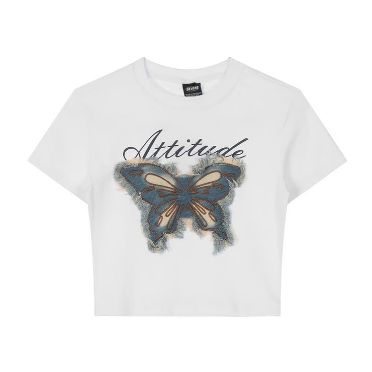 【SHOPLIST限定】アメカジ風のデニムパッチワーク刺繍蝶結び半袖Tシャツ | 17kg | 詳細画像8 