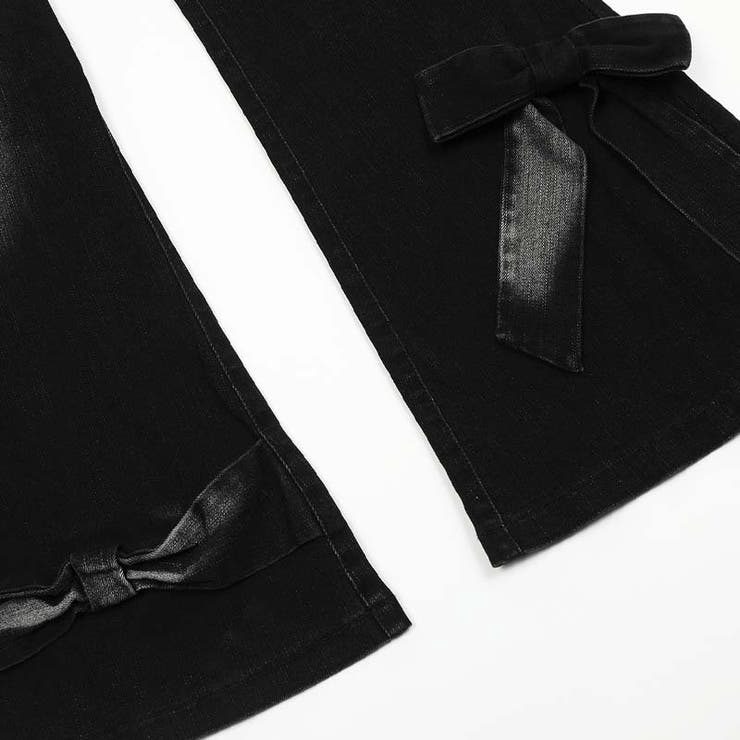 SHOPLIST限定】アメカジ風のレトロでキュートなリボン付きデニム