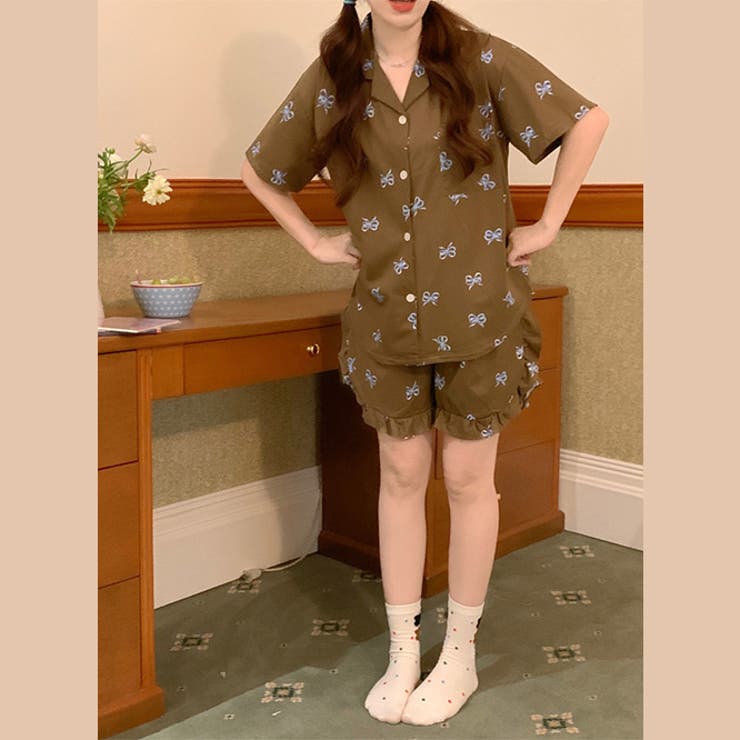 2025インスタ新作ボウプリントが彩るルームウェアセットパジャマ | 17kg | 詳細画像8 