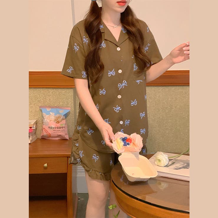 2025インスタ新作ボウプリントが彩るルームウェアセットパジャマ | 17kg | 詳細画像10 