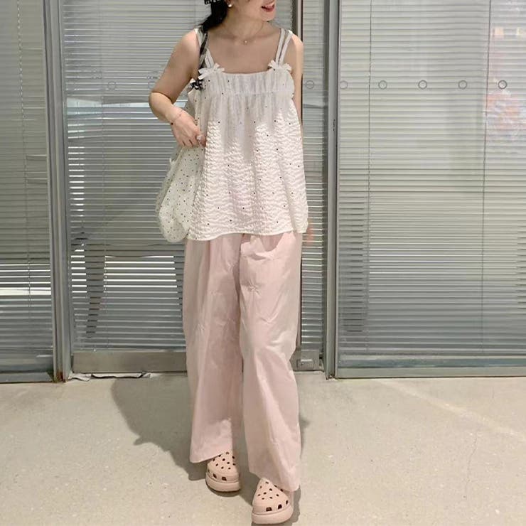 甘くてクールな。くすぐるピンクの刺繍カーゴパンツ | 17kg | 詳細画像10 