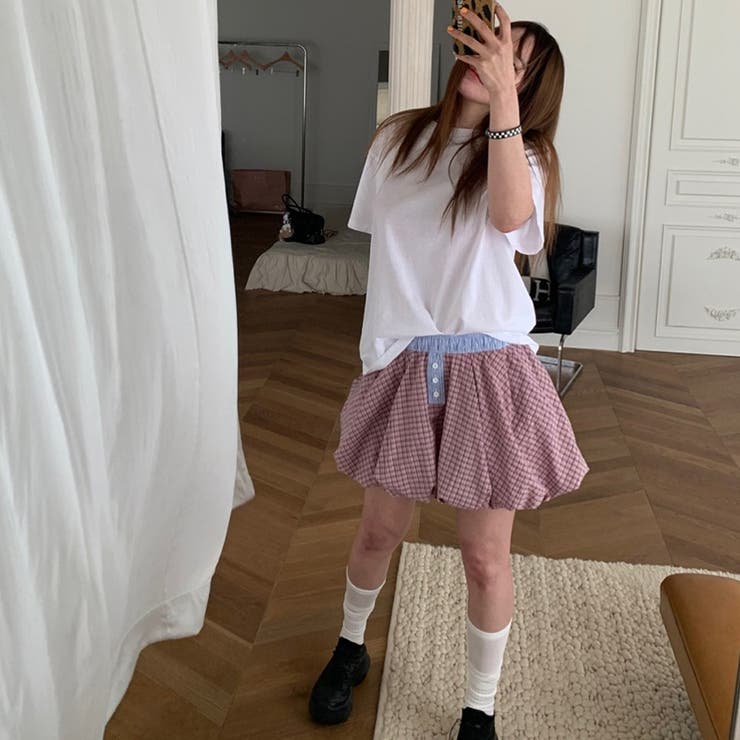 シックカジュアル チェック柄ショートパンツ[品番：SNJW0002075