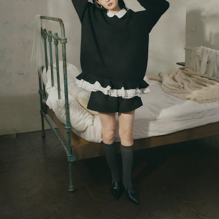 気負わず快適 【春】ハイネックフェイクレイヤードスウェット 切替ティアード風スウ… | 17kg | 詳細画像8 