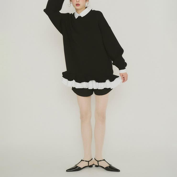 気負わず快適 【春】ハイネックフェイクレイヤードスウェット 切替ティアード風スウ… | 17kg | 詳細画像13 