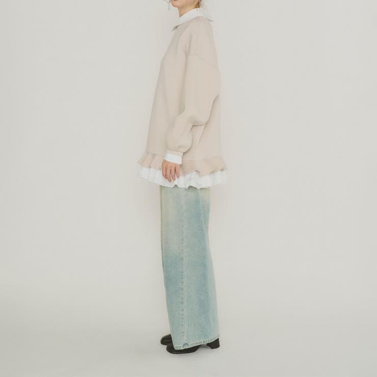 気負わず快適 【春】ハイネックフェイクレイヤードスウェット 切替ティアード風スウ… | 17kg | 詳細画像20 