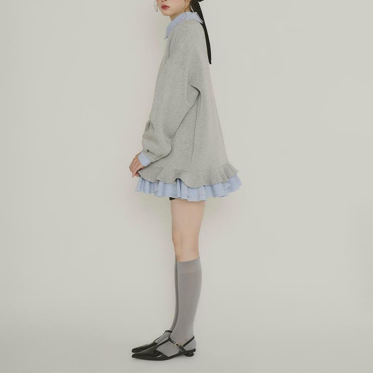 気負わず快適 【春】ハイネックフェイクレイヤードスウェット 切替ティアード風スウ… | 17kg | 詳細画像41 