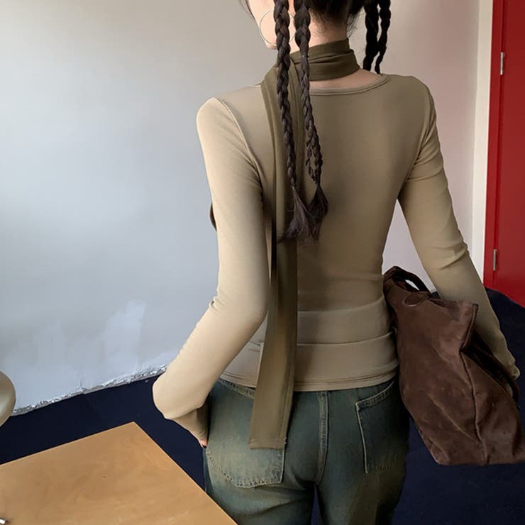 甘辛系ガールズ 【春】切替フェイクレイヤードスリム細見え起毛レースアップインナー | 17kg | 詳細画像9 