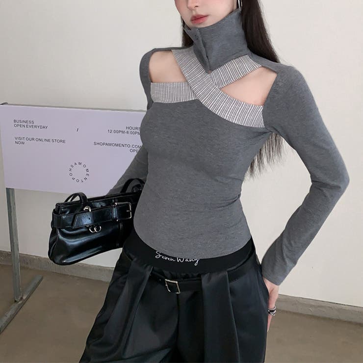 甘辛系ガールズ☆【春】ネック切替オープンショルダー スリム細見え起毛インナー | 17kg | 詳細画像11 