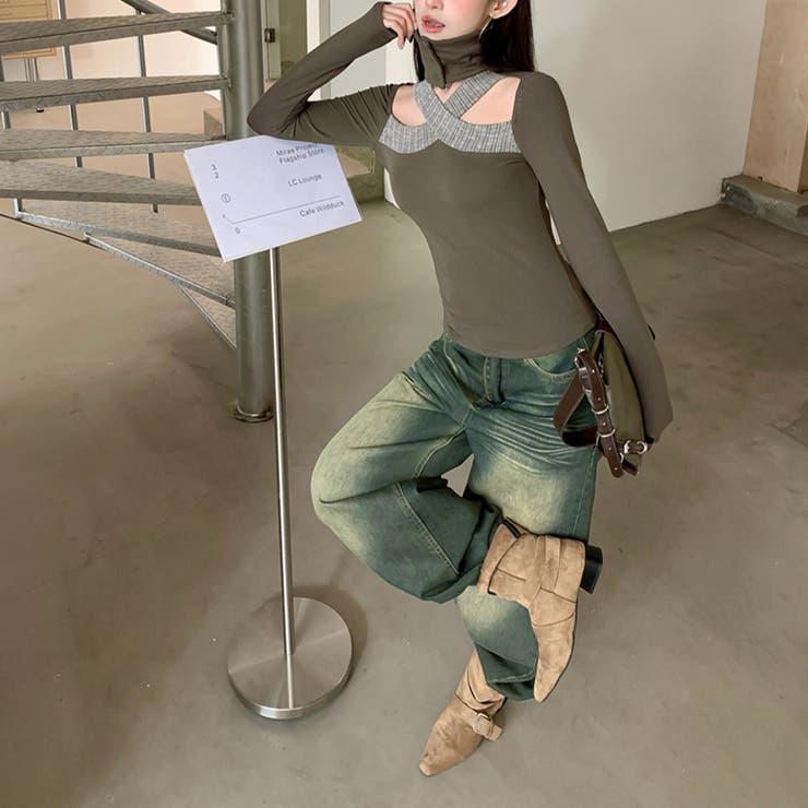 甘辛系ガールズ☆【春】ネック切替オープンショルダー スリム細見え起毛インナー | 17kg | 詳細画像13 