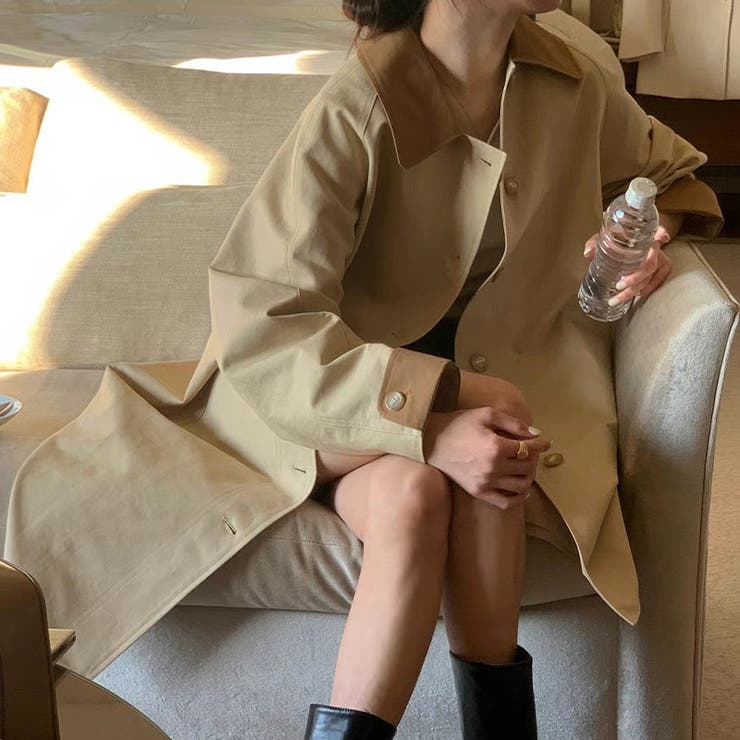 カーキ | 気負わず快適☆【春】シングルボタン通勤ミドル丈トレンチコート | 17kg