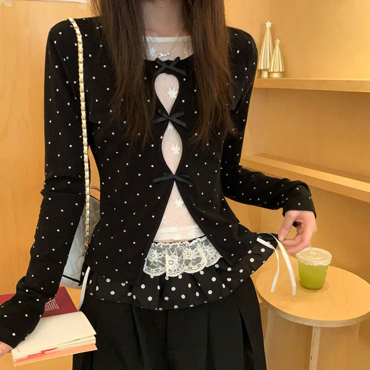 甘辛系ガールズ☆【春】フェイクレイヤード レースインナー 長袖Tシャツ | 17kg | 詳細画像1 