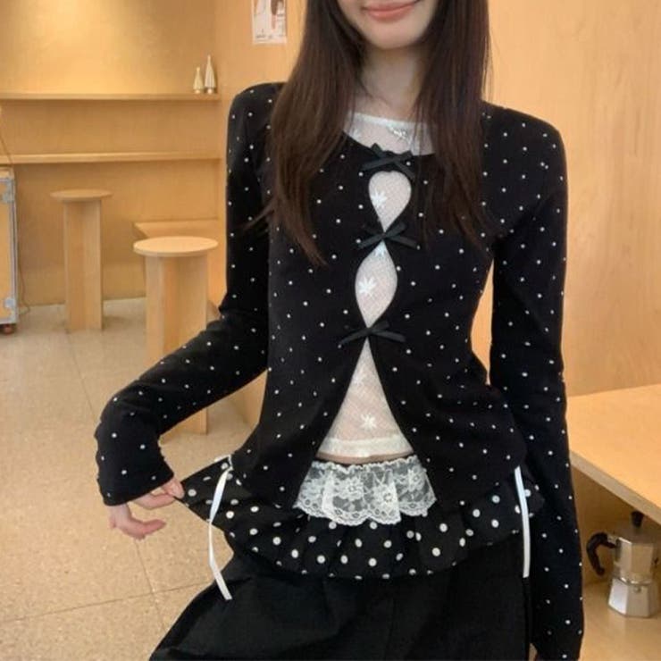 甘辛系ガールズ☆【春】フェイクレイヤード レースインナー 長袖Tシャツ | 17kg | 詳細画像2 