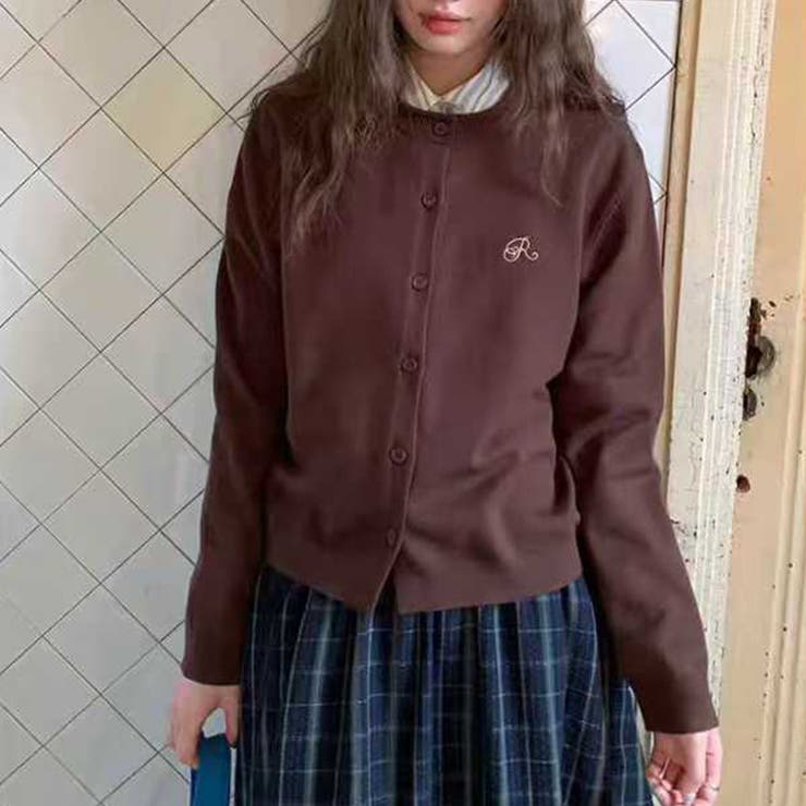 コーヒー | 気負わず快適☆【春】ラウンドネック無地ニットカーディガン | 17kg