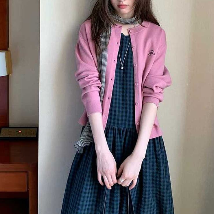 ピンク | 気負わず快適☆【春】ラウンドネック無地ニットカーディガン | 17kg