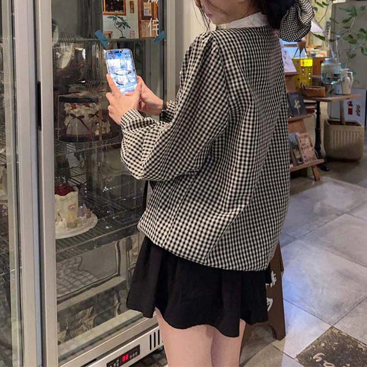 甘辛系ガールズ☆【春】リボン 配色チェック 長袖シャツ | 17kg | 詳細画像5 
