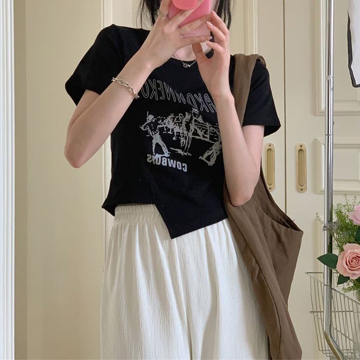 甘辛系ガールズ☆【春】アシンメトリーTシャツショート丈 トップス | 17kg | 詳細画像3 