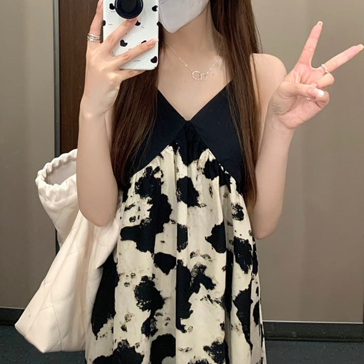 甘辛系ガールズ☆【春】ブラック小花柄 キャミソールワンピース | 17kg | 詳細画像11 