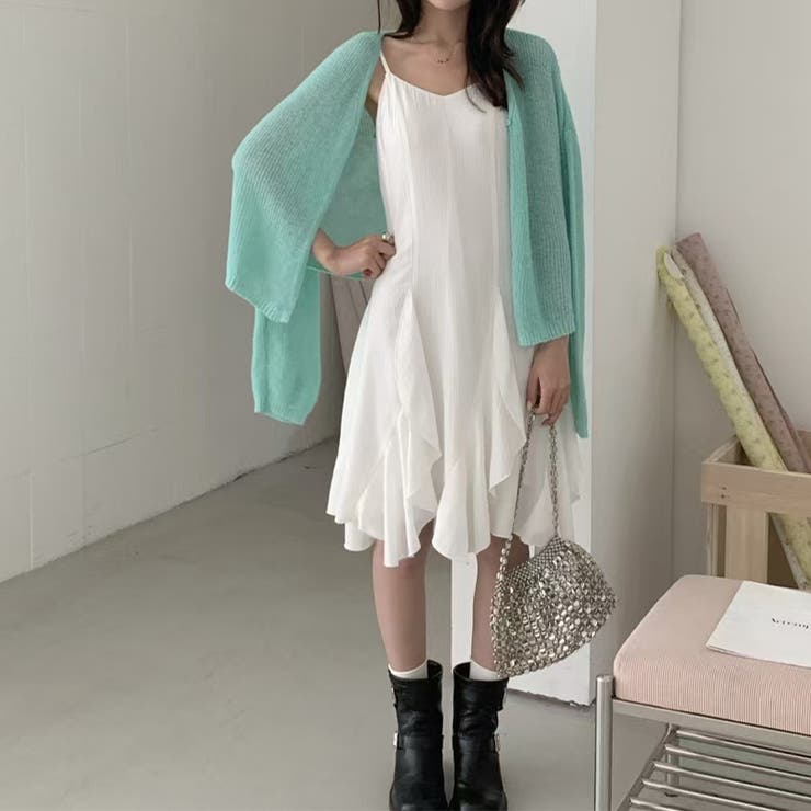 シンプルかつエレガントな【春】不規則レイヤード キャミソールワンピースロングワン… | 17kg | 詳細画像4 