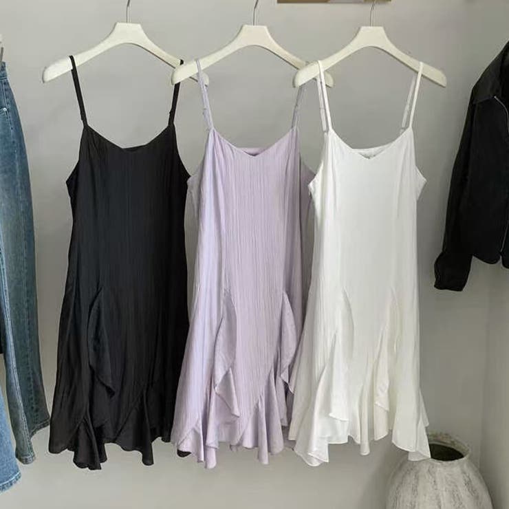 パープル | シンプルかつエレガントな【春】不規則レイヤード キャミソールワンピースロングワン… | 17kg