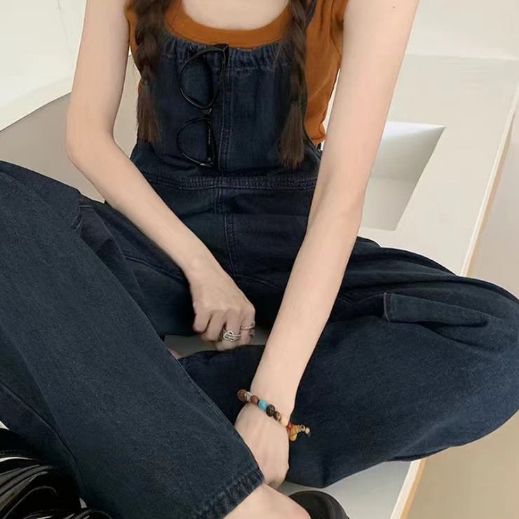 気負わず快適☆【春】デニムサロペットワイド サスペンダー リボン デニムパンツ | 17kg | 詳細画像2 