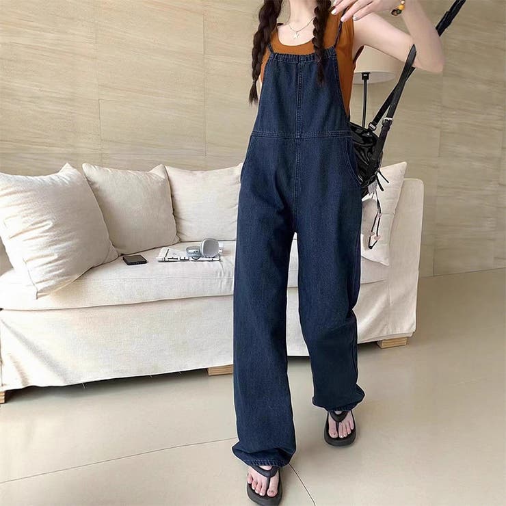 気負わず快適☆【春】デニムサロペットワイド サスペンダー リボン デニムパンツ | 17kg | 詳細画像4 