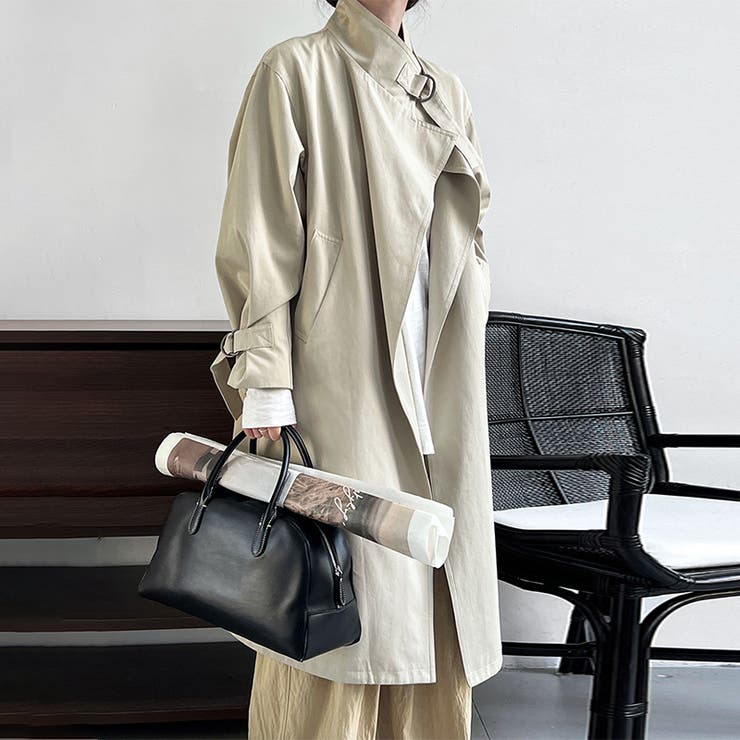 シンプルかつエレガントな【春】ミニマルミドル丈 膝下 トレンチコート | 17kg | 詳細画像31 