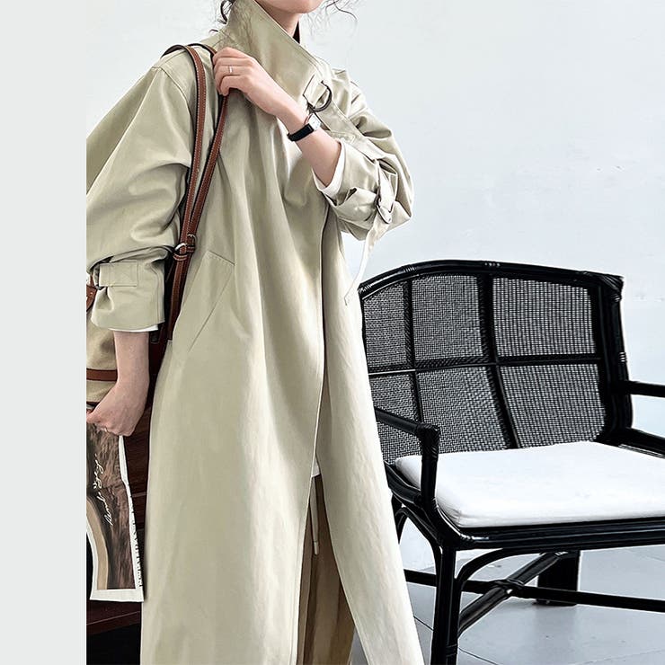 シンプルかつエレガントな【春】ミニマルミドル丈 膝下 トレンチコート | 17kg | 詳細画像33 