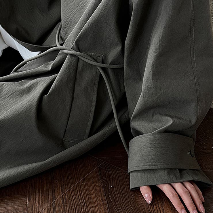 シンプルかつエレガントな【春】スタンドカラー トレンチコートレトロ ベルト付き | 17kg | 詳細画像13 