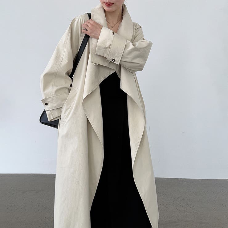 シンプルかつエレガントな【春】スタンドカラー トレンチコートレトロ ベルト付き | 17kg | 詳細画像14 