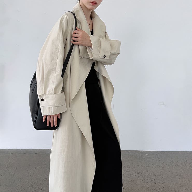 シンプルかつエレガントな【春】スタンドカラー トレンチコートレトロ ベルト付き | 17kg | 詳細画像15 