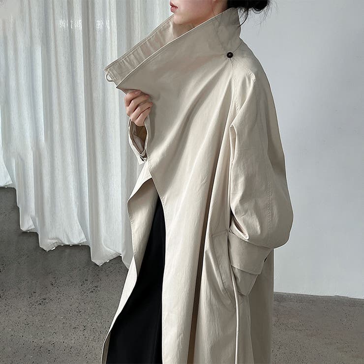シンプルかつエレガントな【春】スタンドカラー トレンチコートレトロ ベルト付き | 17kg | 詳細画像18 