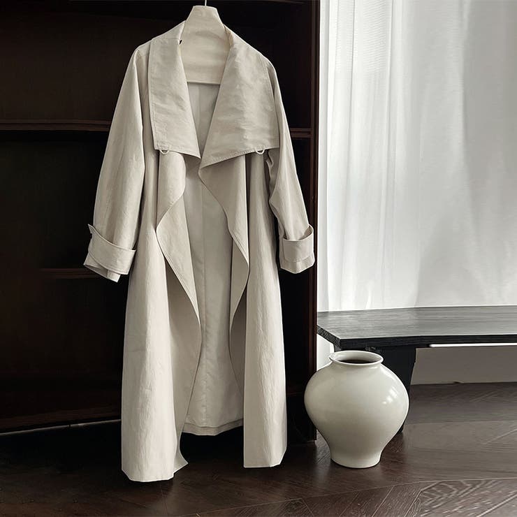 シンプルかつエレガントな【春】スタンドカラー トレンチコートレトロ ベルト付き | 17kg | 詳細画像33 