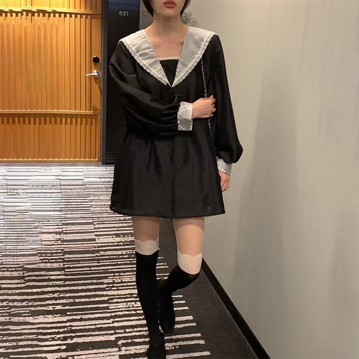 配色セーラーカラーワンピース バイカラー【春】ゆるカワコーデ | 17kg | 詳細画像4 