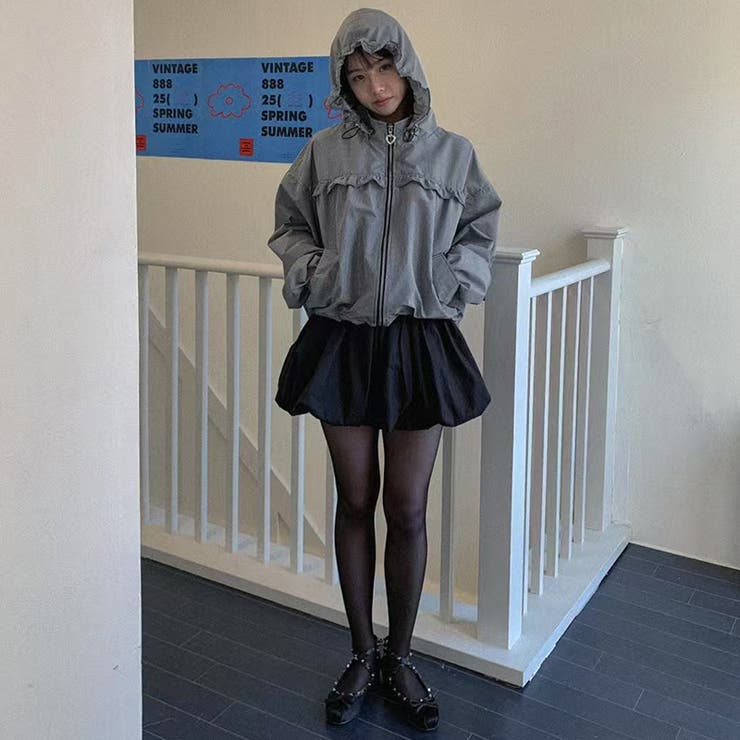 チェック柄フード付きライトアウター UV対策 若見えジャケット【春】ゆるカワコー… | 17kg | 詳細画像8 