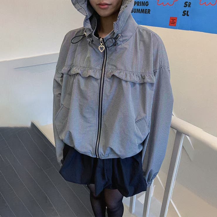 ブラック | チェック柄フード付きライトアウター UV対策 若見えジャケット【春】ゆるカワコー… | 17kg