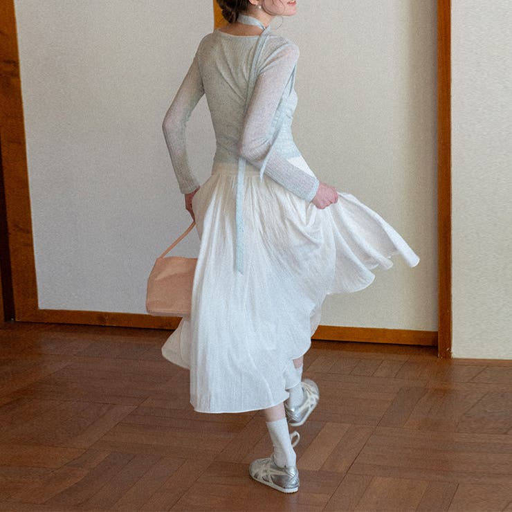 フリル ハイウエスト 無地Aラインスカート | 17kg | 詳細画像4 