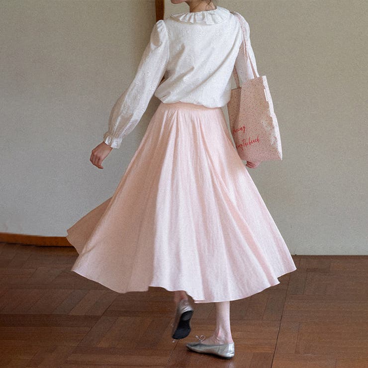 フリル ハイウエスト 無地Aラインスカート | 17kg | 詳細画像14 