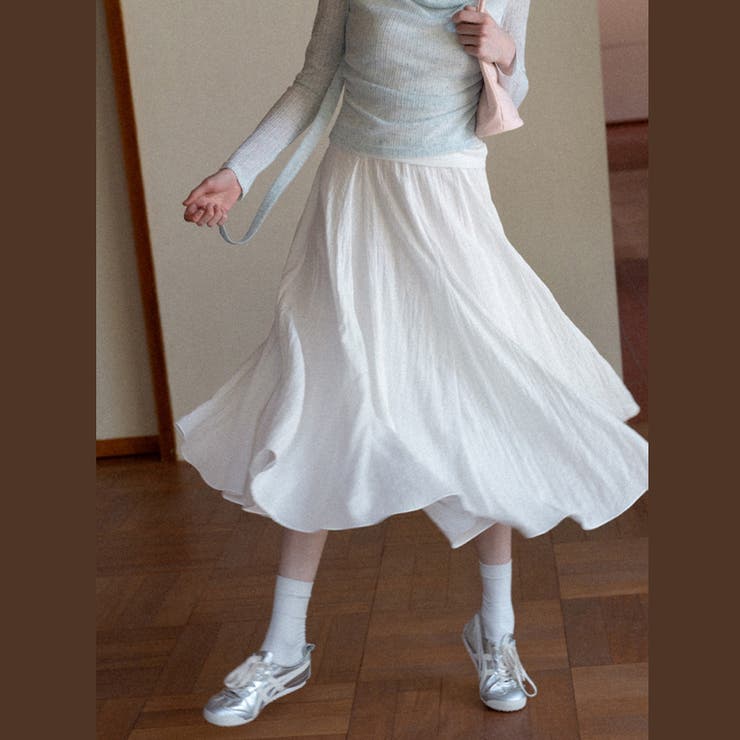 フリル ハイウエスト 無地Aラインスカート | 17kg | 詳細画像16 