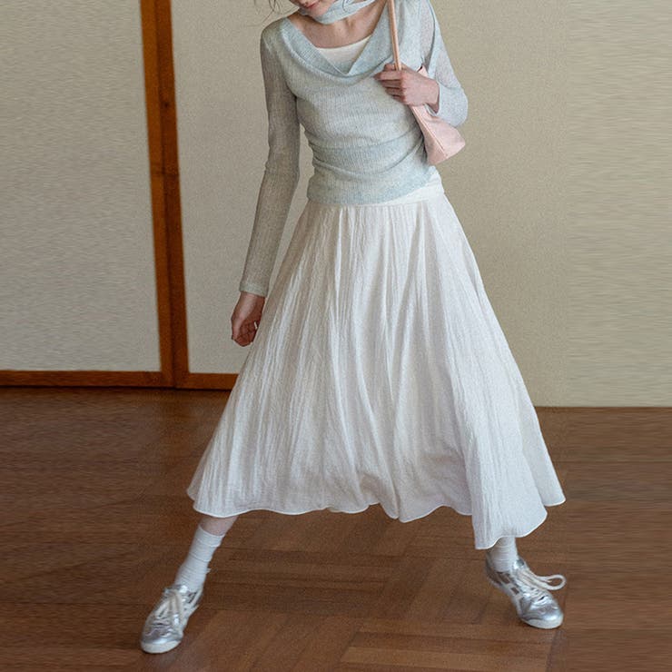 フリル ハイウエスト 無地Aラインスカート | 17kg | 詳細画像17 
