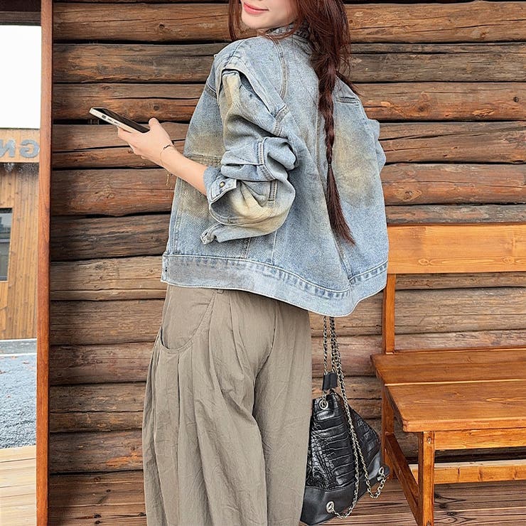 ルーズデニムジャケットヴィンテージ風 ペイント加工【春】気負わず快適 | 17kg | 詳細画像2 