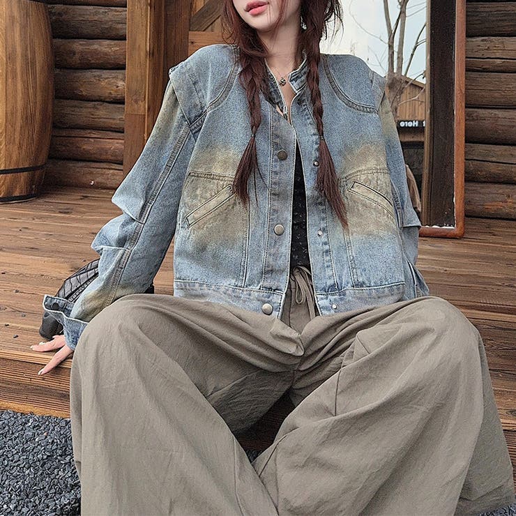 ルーズデニムジャケットヴィンテージ風 ペイント加工【春】気負わず快適 | 17kg | 詳細画像14 