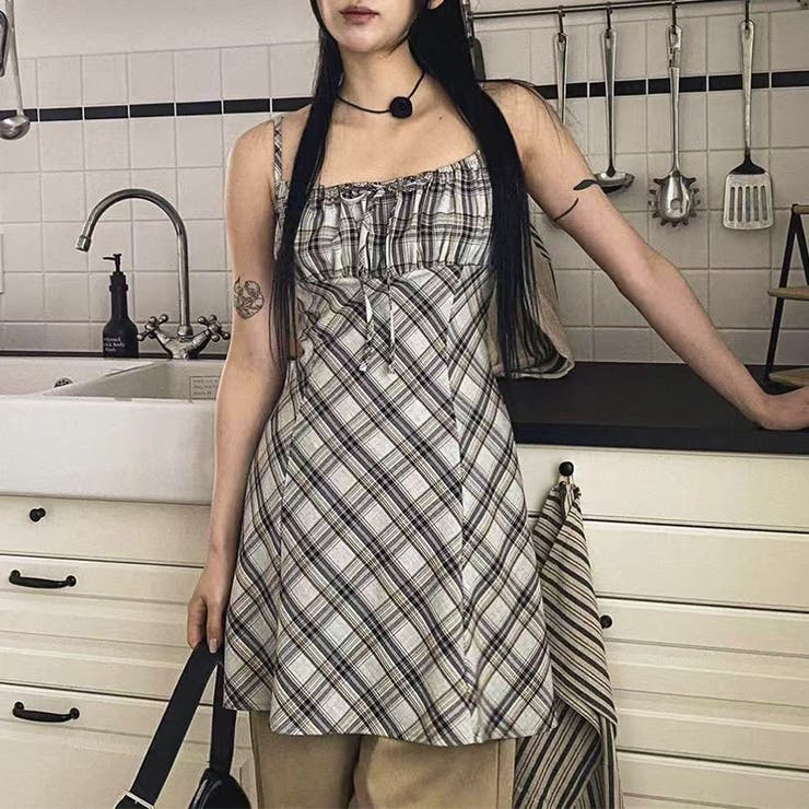 リボン付き ダイヤ柄 キャミソールワンピース | 17kg | 詳細画像1 