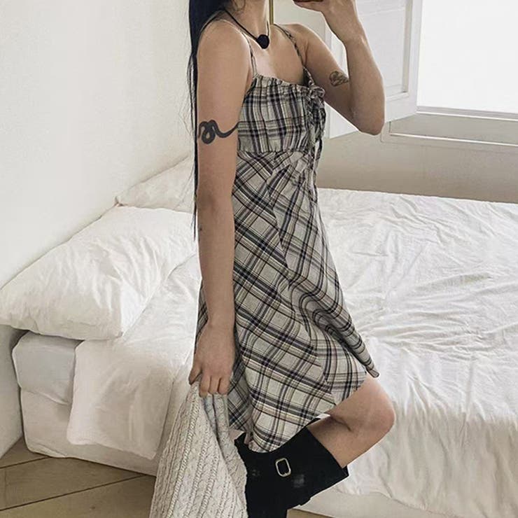 リボン付き ダイヤ柄 キャミソールワンピース | 17kg | 詳細画像8 