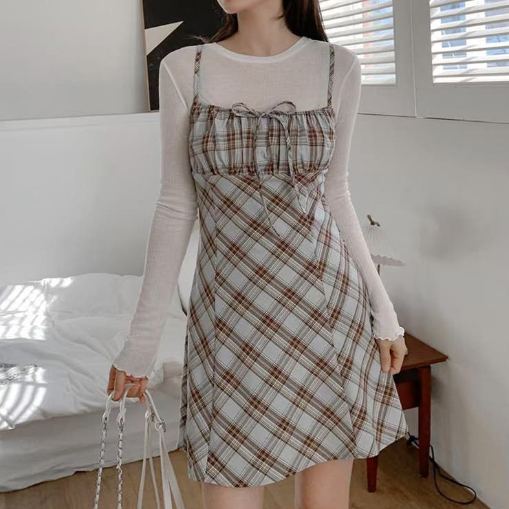 リボン付き ダイヤ柄 キャミソールワンピース | 17kg | 詳細画像4 