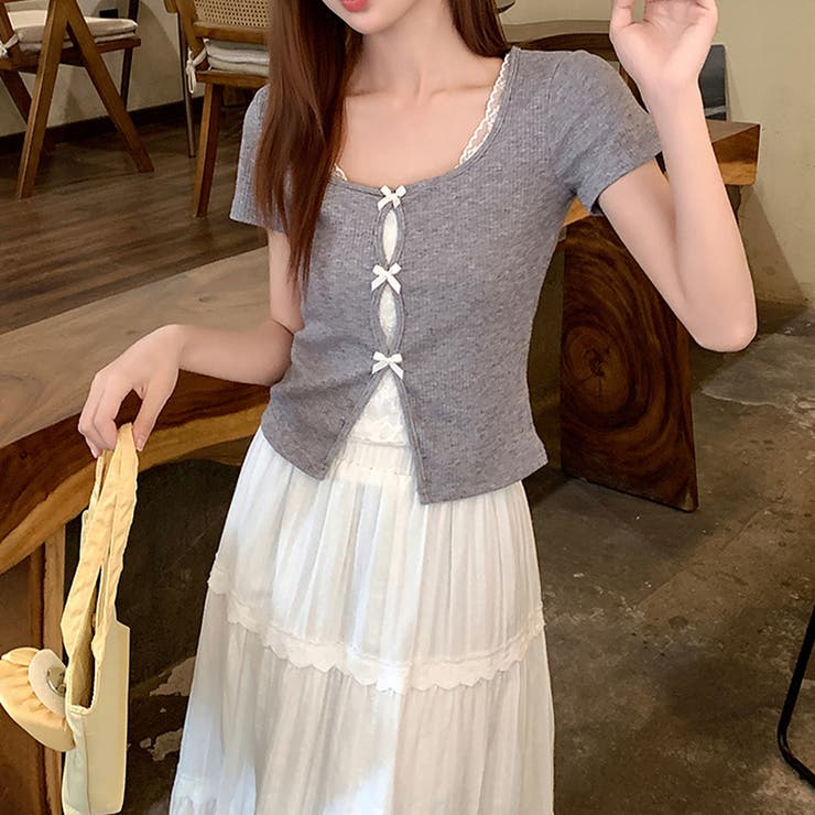 レース切替 フェイクレイヤード 半袖Tシャツゆるカワコーデ☆ | 17kg | 詳細画像10 